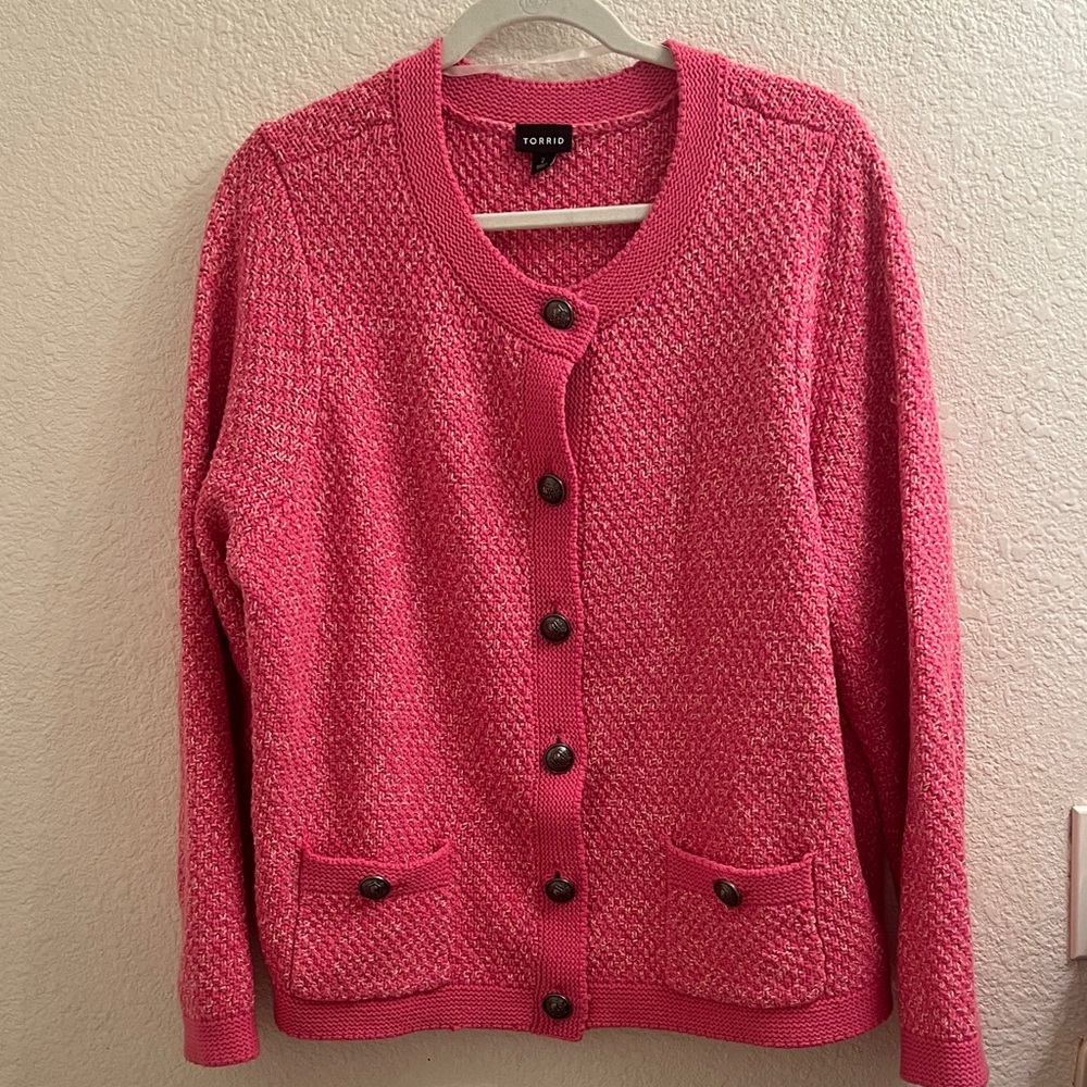 Torrid Vibrant Pink Button-Up Cardigan
